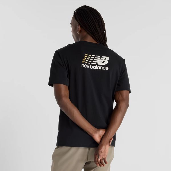 New Balance Athletics Multi Color Logo T-shirt Zwart