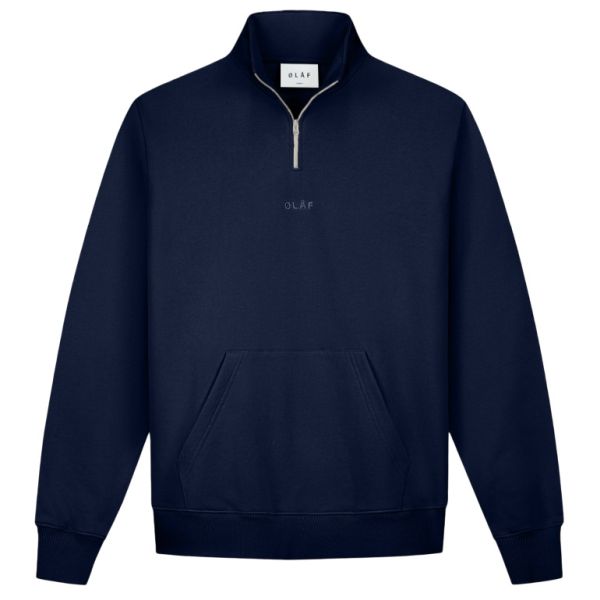 Olaf Block Zip Mock Sweater Navy