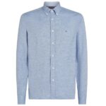 Tommy Hilfiger Brushed Linnen Solid Overhemd Licht Blauw