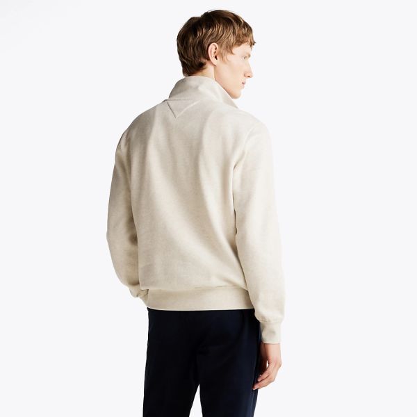Tommy Hilfiger Essential Fleece Quarter Zip Sweater Off White