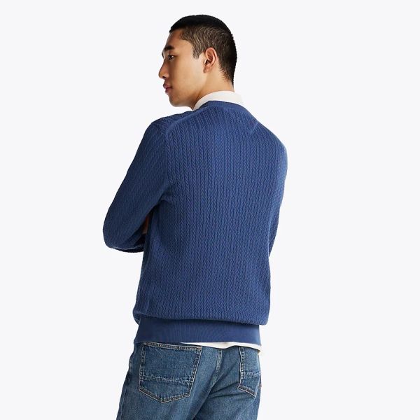 Tommy Hilfiger Herringbone Structure Sweater Blauw