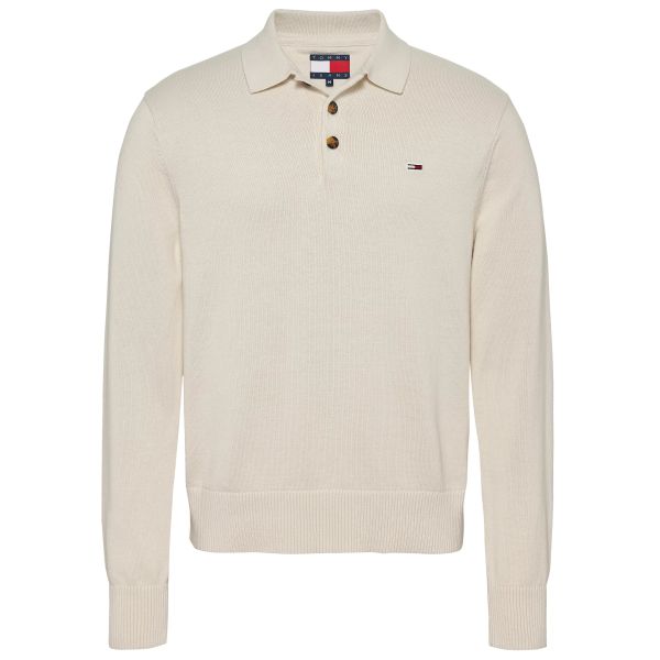 Tommy Jeans Slim Essential Polo Sweater Off White