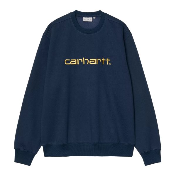 Carhartt WIP Logo Sweater Donker Blauw