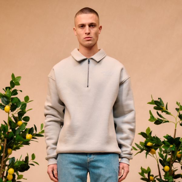 Croyez Fraternité Half Zip Sweater Grijs