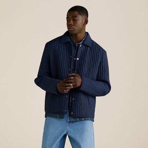 Daily Paper Shield Quilted Jack Donker Blauw