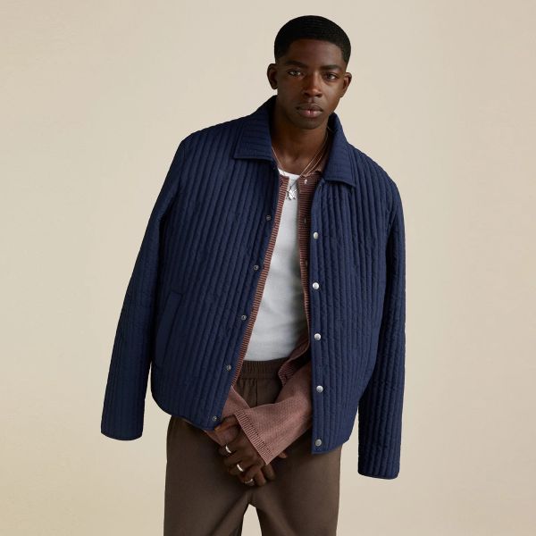 Daily Paper Shield Quilted Jack Donker Blauw