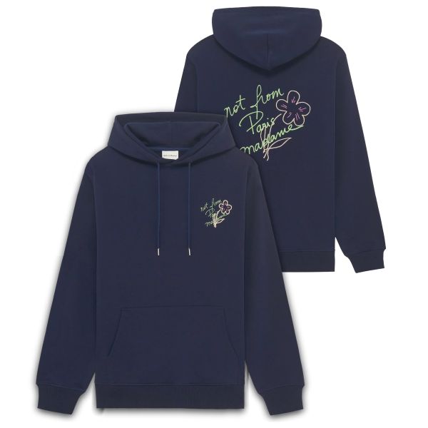 Drôle De Monsieur Slogan Esquisse Hoodie Navy
