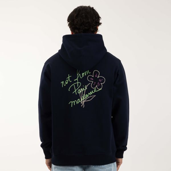 Drôle De Monsieur Slogan Esquisse Hoodie Navy