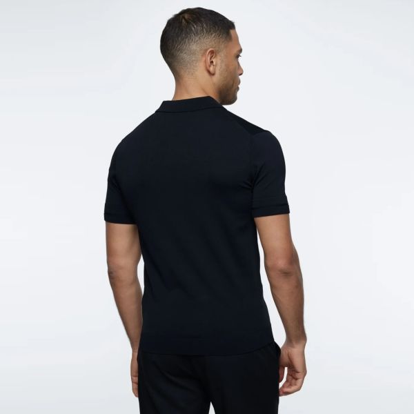 Genti Slim Button Polo Zwart
