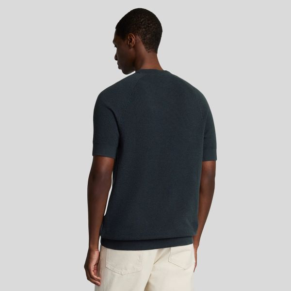 Lyle & Scott Linen Blend Knitted T-shirt Navy