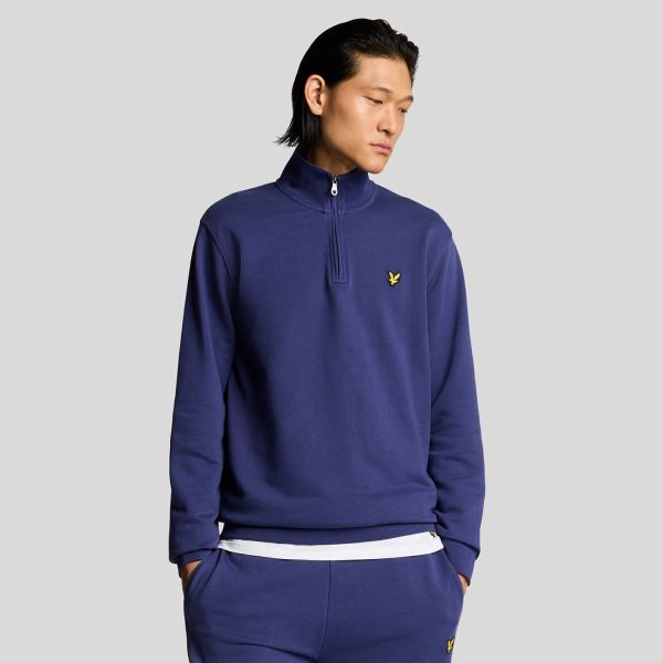 Lyle & Scott Loopback Quarter Zip Sweater Donker Blauw