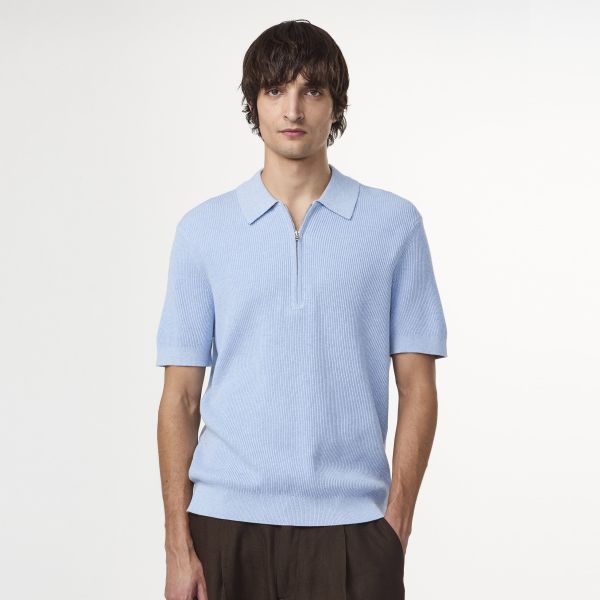 NN.07 Hansie Zip Polo Blauw