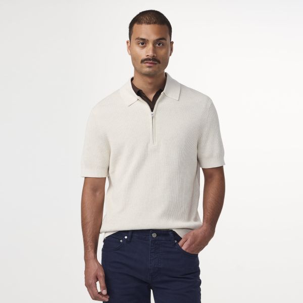 NN.07 Hansie Zip Polo Off White