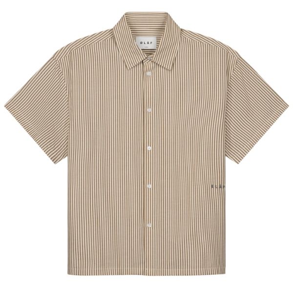 Olaf Boxy Seersucker Stripe Overhemd Beige