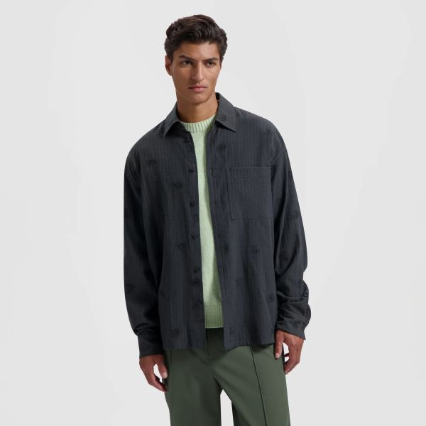 Olaf Embro Logo Stripe Overhemd Zwart