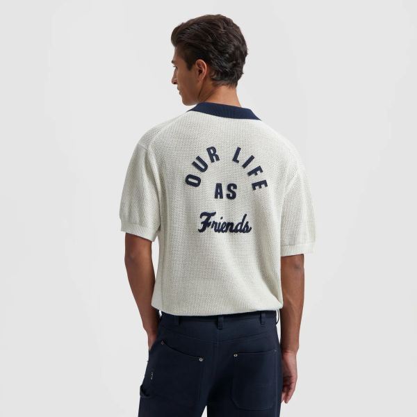 Olaf Varsity Knit Polo Off White