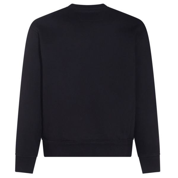 CP Company Cotton Diagonal Fleece Logo Sweater Navy