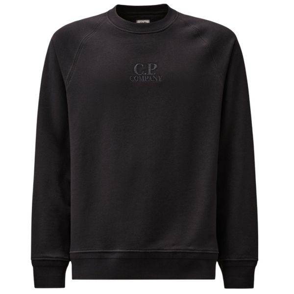 CP Company Diagonal Raised Fleece Logo Sweater Navy
