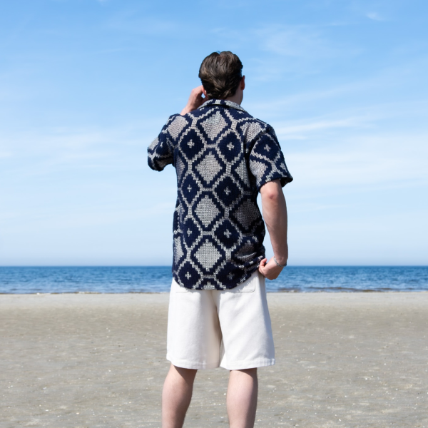 OAS Trastevere Cuba Crochet Overhemd Donker Blauw2