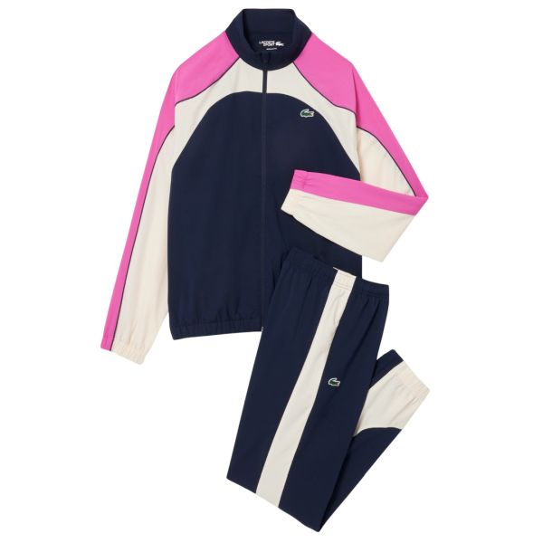 Lacoste Stretch Trainingspak Navy/Off White/Roze