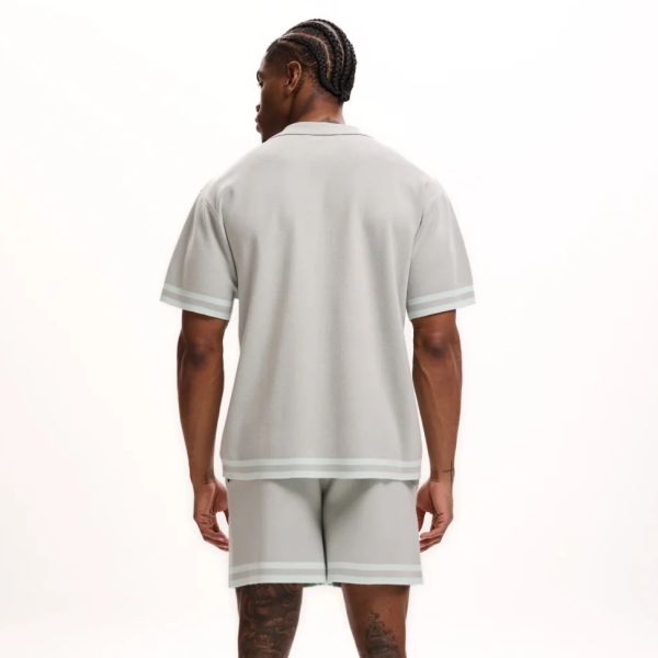 Malelions Knitted Camp Collar Overhemd Licht Groen