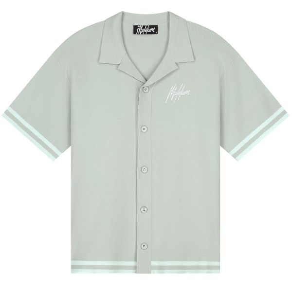 Malelions Knitted Camp Collar Overhemd Licht Groen