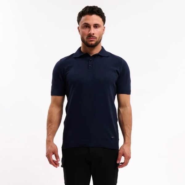 Malelions Knitted Polo Navy