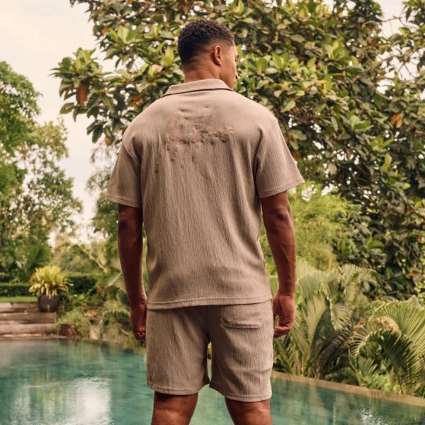 Malelions Seersucker Overhemd Bruin