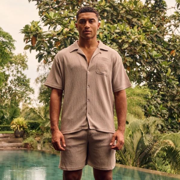 Malelions Seersucker Overhemd Bruin