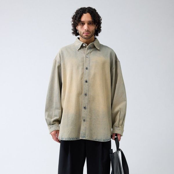 New Amsterdam Surf Association Denim Overshirt Blauw/Bruin