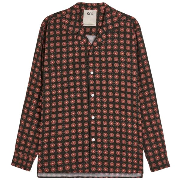 OAS Coffee Lumo Viscose Overhemd Zwart