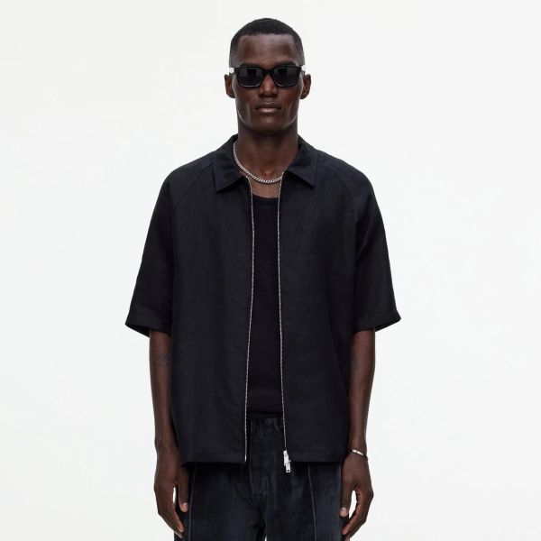 OAS Nero Zack Linen Overhemd Zwart