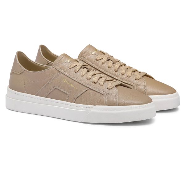 Santoni Double Buckle Signature Sneaker Beige