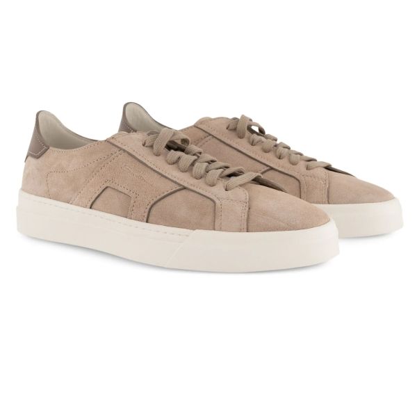 Santoni Double Buckle Signature Suède Sneaker Beige