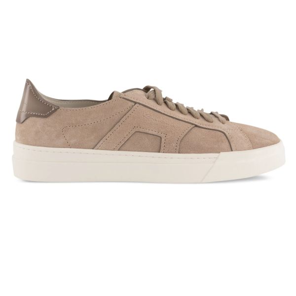 Santoni Double Buckle Signature Suède Sneaker Beige