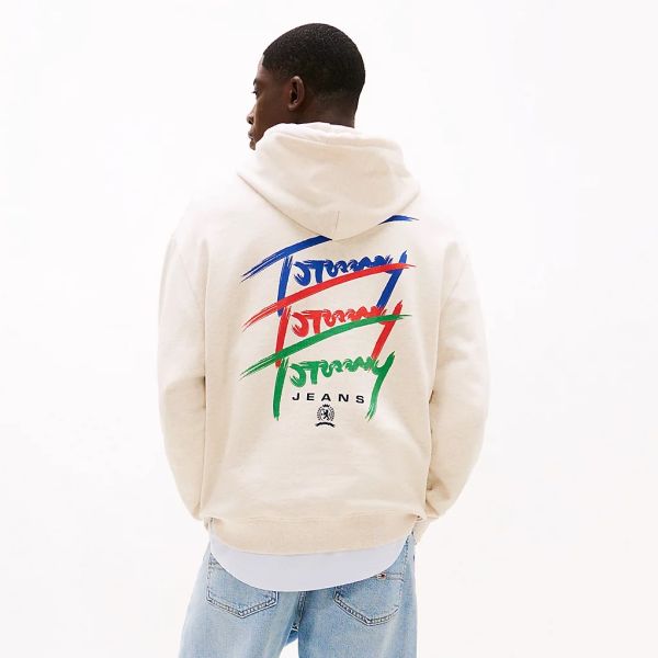 Tommy Jeans 3 Color Sign Hoodie Off White