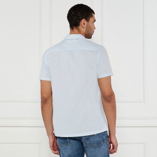 Tommy Jeans Linen Blend Camp Overhemd Licht Blauw