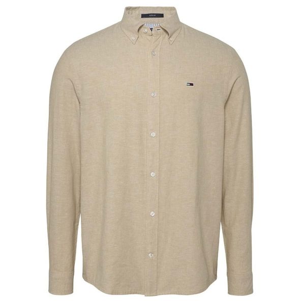 Tommy Jeans Linen Blend Overhemd Bruin