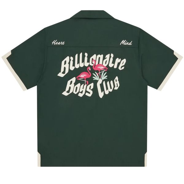 Billionaire Boys Club Flamingo Bowling Overhemd Donker Groen