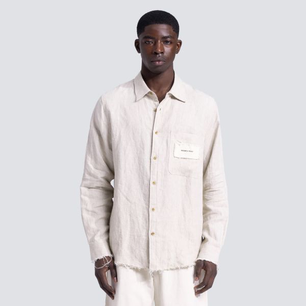 Bram's Fruit Distressed Linen Overhemd Beige