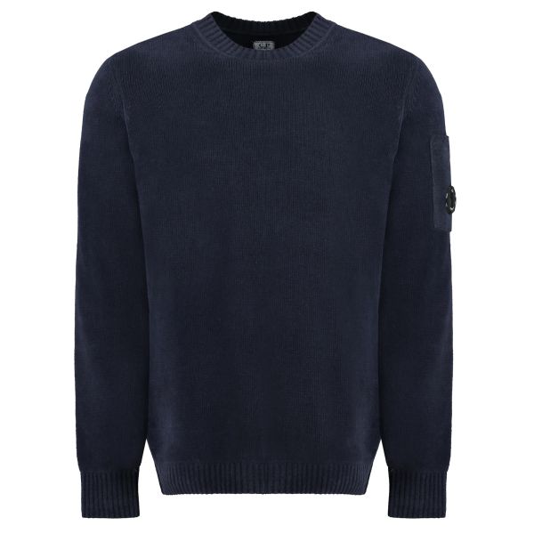 CP Company Chenille Cotton Lens Knit Sweater Navy