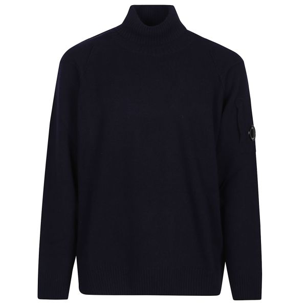 CP Company Lambswool GRS Turtleneck Knit Sweater Navy