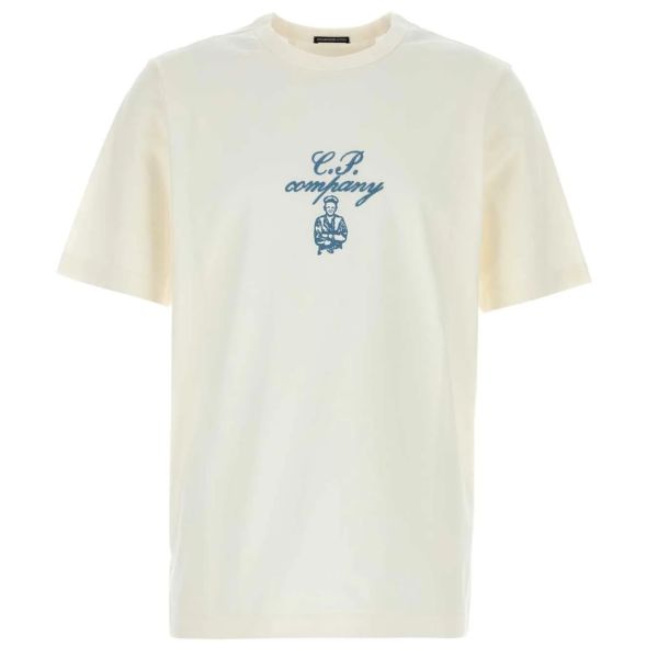 CP Company Mercerized Twisted Embroidery T-shirt Off White