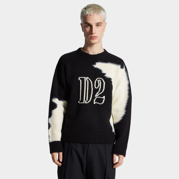 Dsquared2 Fake Stitch Knit Sweater Zwart