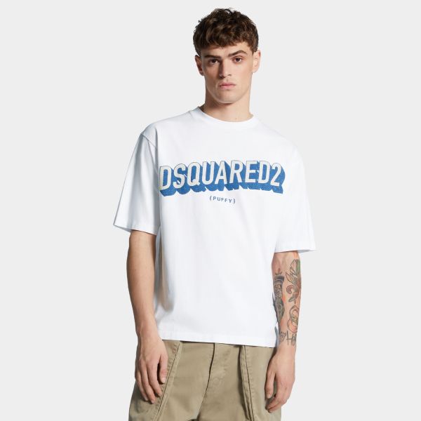 Dsquared2 Loose Fit 3D T-shirt Wit