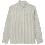 Lacoste Striped Linen Overhemd Donker Groen/Wit