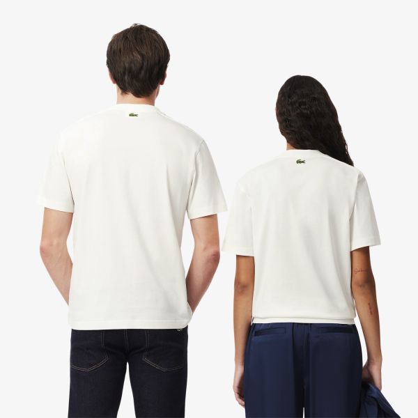 Lacoste Signature Print T-shirt Off White