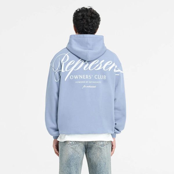Represent Owners Club Script Hoodie Licht Blauw