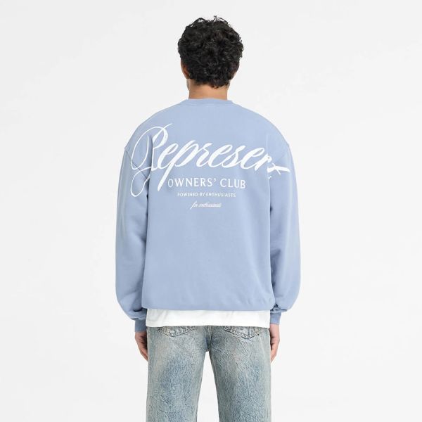 Represent Owners Club Script Sweater Licht Blauw