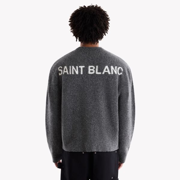 Saint Blanc Classic Logo Alpaca Knit Sweater Antraciet